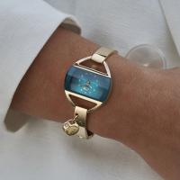 Temptress Charm Gold-Teal Kadın Saat – Kalp Charm & Kristal Detaylı